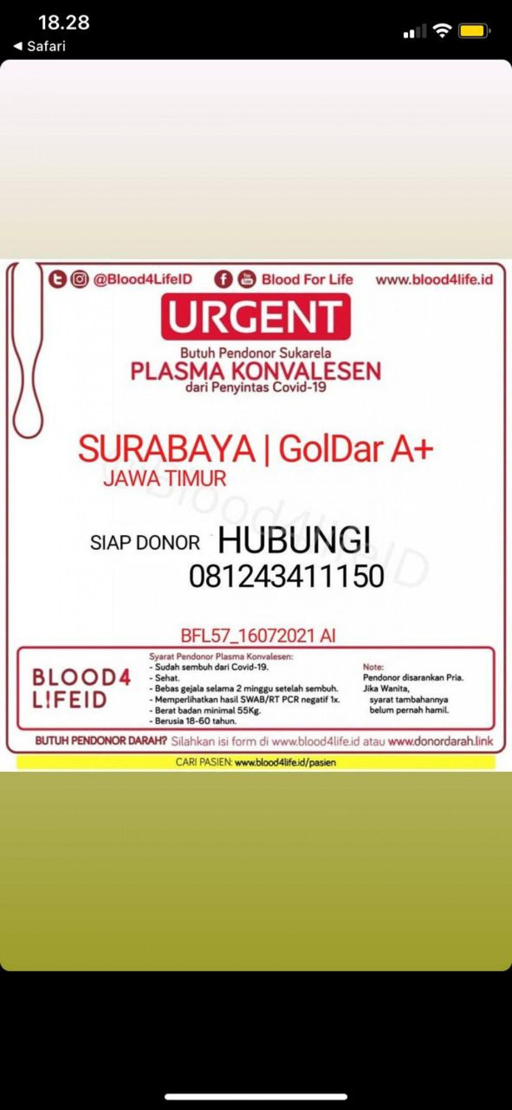 My story to get Plasma Konvalesen for My Brother